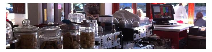 Uniwell POS terminal in a busy cafe